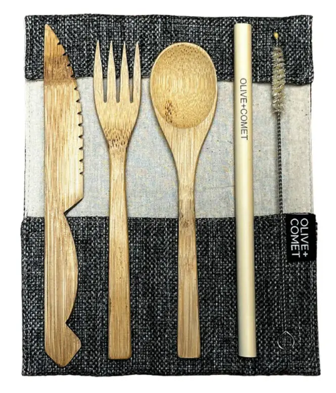 bamboo travel utensil set